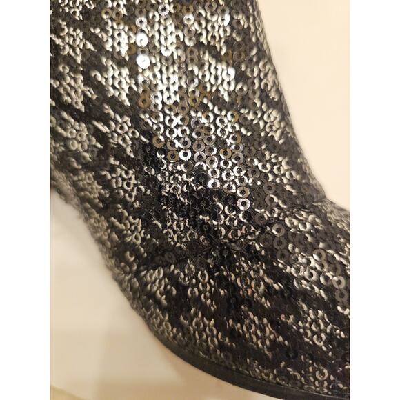 Impo Jarles Ankle Silver Black Houndstooth Sequin Booties/Boots Zip Size 7 M - Picture 9 of 9